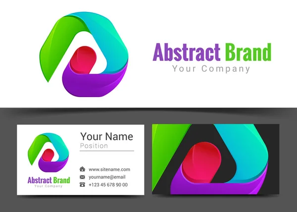 Αφηρημένη κορδέλες εταιρικού λογότυπου και επαγγελματική κάρτα εισόδου πρότυπο. Δημιουργικό σχεδιασμό με πολύχρωμο λογότυπο οπτική ταυτότητα σύνθεση φτιαγμένο από πολύχρωμα στοιχείο. Εικονογράφηση διάνυσμα — Διανυσματικό Αρχείο