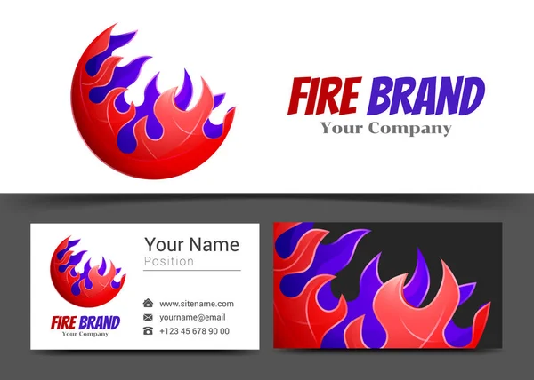 消防现代公司的标志和名片模板签名。与彩色标识视觉识别构成的五彩元素的创意设计。矢量图 — 图库矢量图片