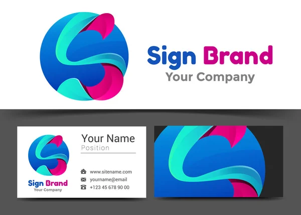 S Letter Corporate Logo dan templat tanda kartu nama. Desain kreatif dengan logotype warna-warni Komposisi identitas visual bisnis yang terbuat dari elemen warna-warni. Ilustrasi vektor - Stok Vektor