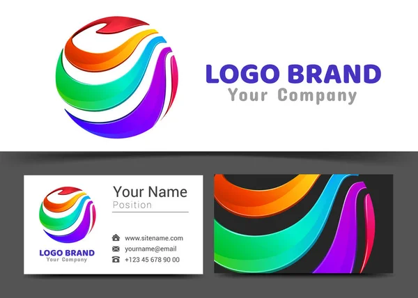 Corporate Logo and business card sign template. Creative design with colorful logotype business visual identity composition made of multicolored element. Vector illustration — Stock Vector