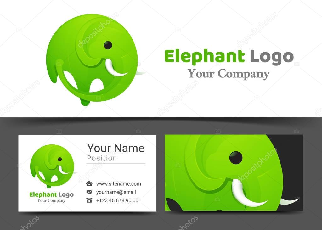 Modern Elephant Corporate Logo and Business Card Sign Template. Creative Design with Colorful Logotype Visual Identity Composition Made of Multicolored Element. Vector Illustration.