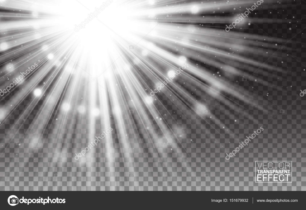 Concetto magico Illustrazione astratta di vettore effetto bianco raggi di luce Flare Elementi di disegno realistico su sfondo trasparente isolato