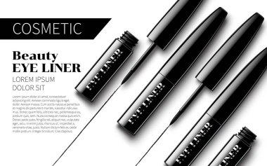 Göz kalemi Premium reklamlar kadar yumuşak izole beyaz arka plan dalga geçiyorsunuz. Mükemmel kozmetik reklam. Paket tasarım satış promosyon yeni ürün. 3D vektör çizim