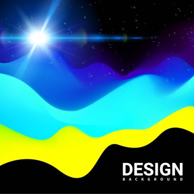 Sarı mavi renk Modern tasarım. Dağlar manzara dalgalar yüzeye renkli sıcak serin gölge soyut. Ttemplate kapak el ilanları Web Banner yazdırın. Etkisi gerçekçi öğeleri. Vektör çizim arka plan