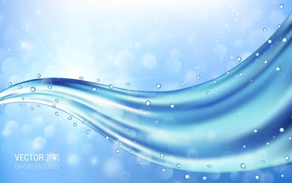 Jato de água opaco com gotas em cores azuis claras. Efeito Elementos de Design Realistas. Ilustração vetorial Contexto moderno — Vetor de Stock