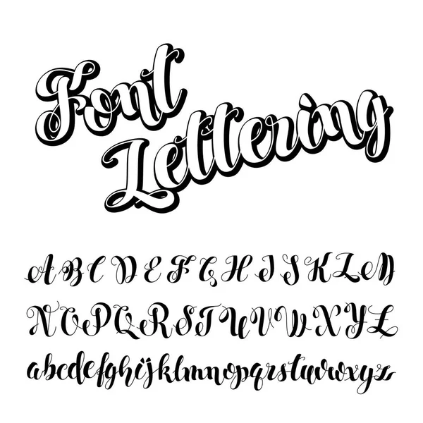 Ilustração vetorial Brush Script. Caligrafia manuscrita Símbolos. Letras em preto e branco. Pintado Inglês Alfabeto Educação. ABC Letras Moderno escovado. Fundo de luz —  Vetores de Stock