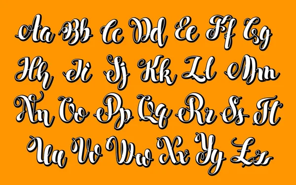 英語のアルファベット。Abc 文字現代は、レタリングをブラシ。ベクター手書きブラシ スクリプト黒と白のレタリング。塗られたアルファベット教育. — ストックベクタ
