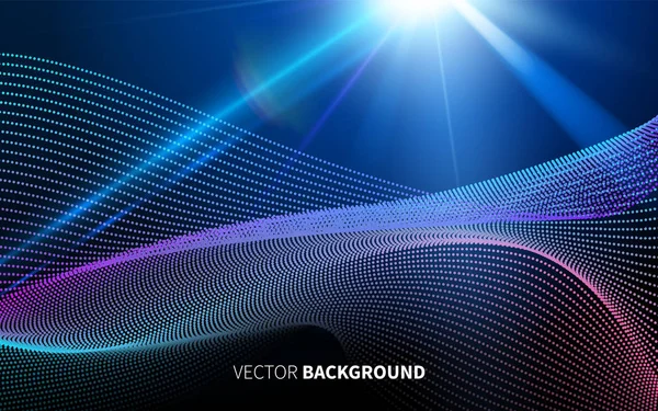 Abstracte futuristische technologie met lineaire patroon vormen licht op donker blauwe achtergrond. Illustratie Vector Design digitale technologie Concept — Stockvector
