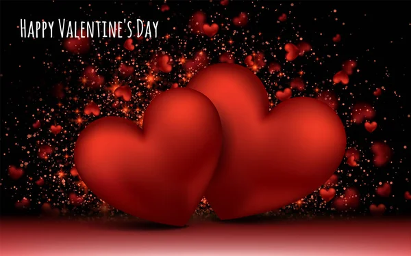 Rote Liebe romantische Herzen. februar 14. valentines day card banner global love day dreidimensionale formen. Vektorillustration. abstrakte Liebe Hintergrund — Stockvektor