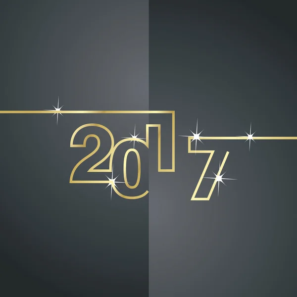 2017 goud lijn vector van de zwarte achtergrond — Stockvector