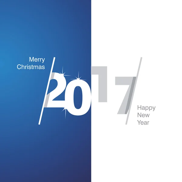 2017 happy New Year blauw wit grijze achtergrond — Stockvector