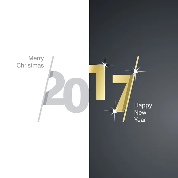 2017 新年あけまして灰色の金黒背景 — ストックベクタ