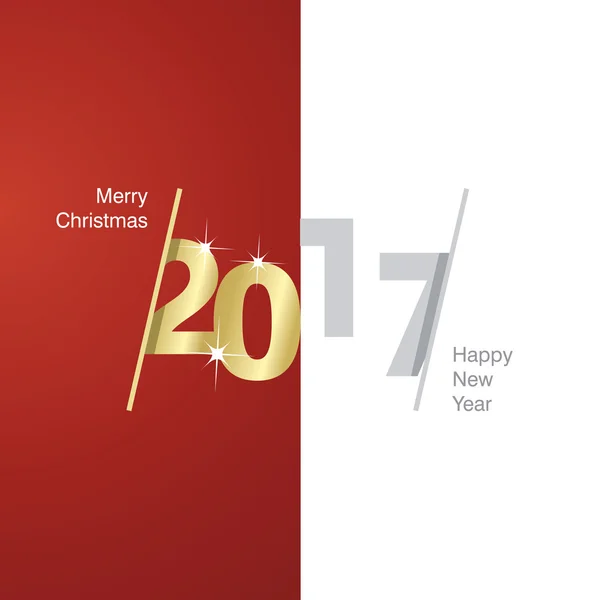 2017 快乐新的一年红白色灰色背景 — 图库矢量图片