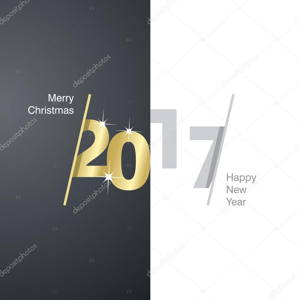 2017 Happy New Year black gold gray background