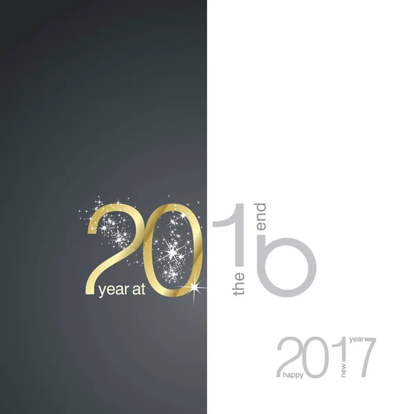 El fin 2016 Año Nuevo 2017 oro negro vector gris — Archivo Imágenes Vectoriales