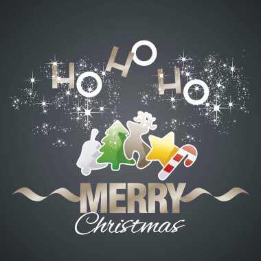 Ho-ho-ho Merry Christmas color elements black vector clipart