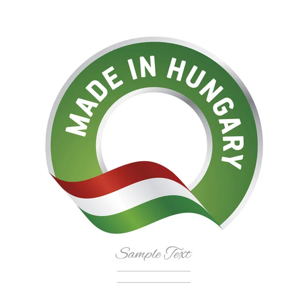 Fabriqué en Hongrie drapeau couleur verte étiquette bouton bannière — Image vectorielle