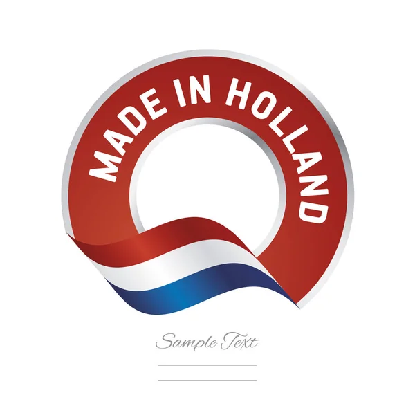 Fabriqué aux Pays-Bas drapeau couleur rouge étiquette bouton bannière — Image vectorielle