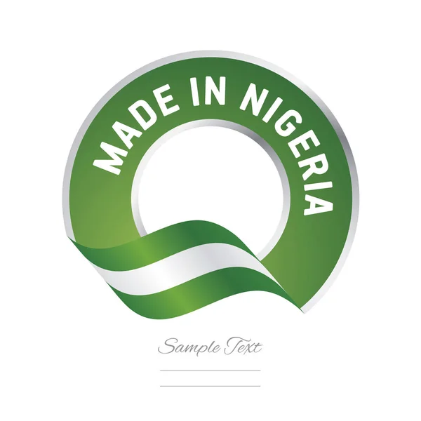 Зроблено в Нігерії прапор зелений колір label кнопку банер — стоковий вектор