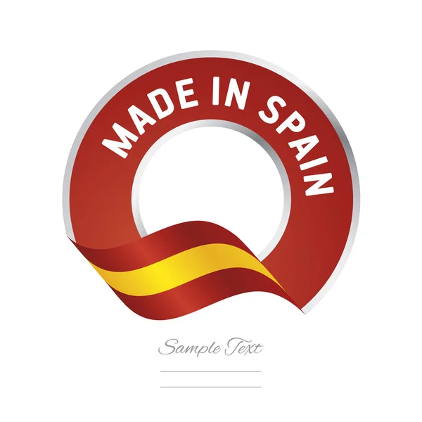 Fabriqué en Espagne drapeau couleur rouge étiquette bouton bannière — Image vectorielle