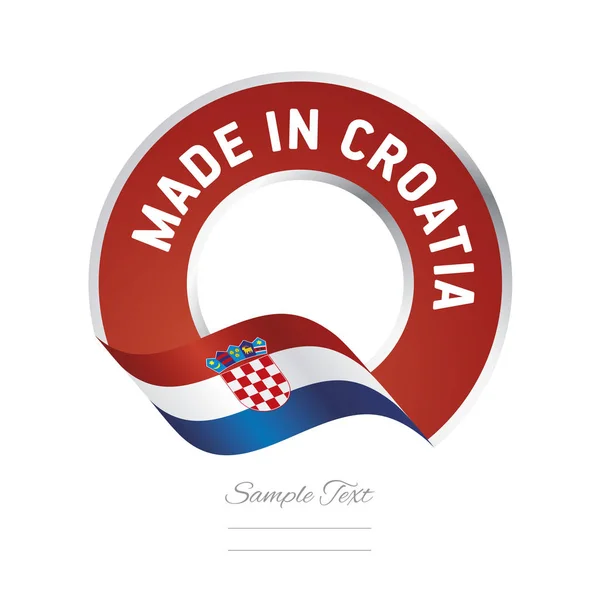 Vyrobeno v Chorvatsku vlajka červená barva popisek tlačítko banner — Stockový vektor