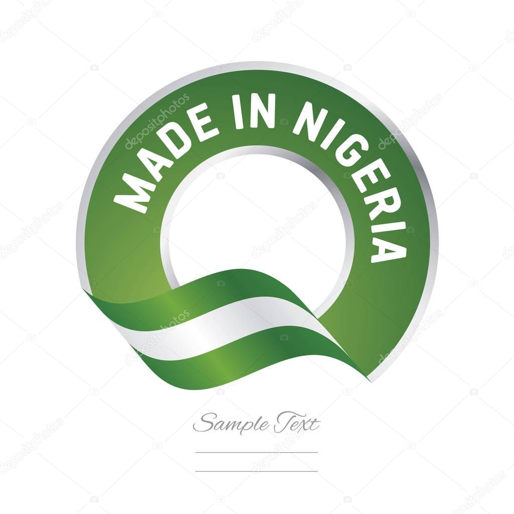 Made in Nigeria flag green color label button banner
