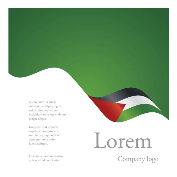 Nová brožura abstraktní návrh modulární jeden vzorek vlajkou zvlněná stuha z Palestiny — Stockový vektor