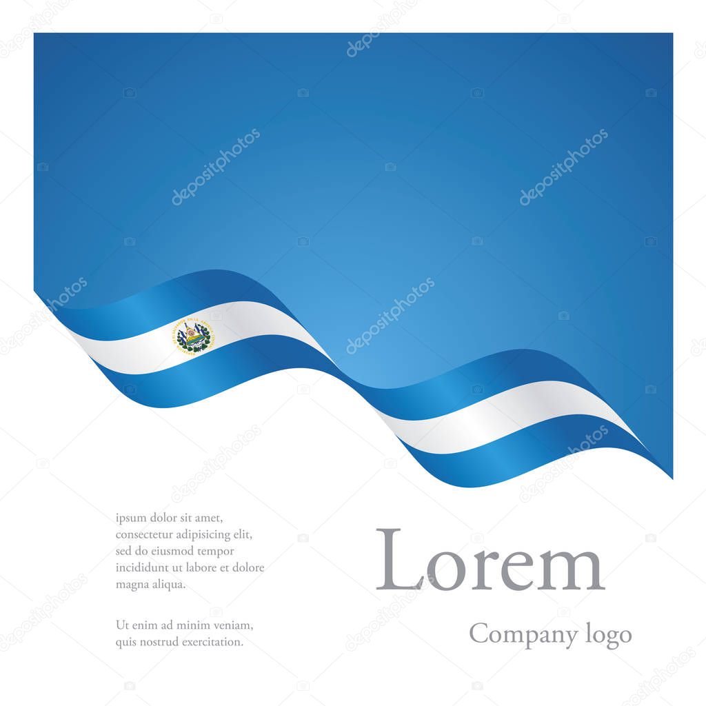 New brochure abstract design modular pattern of wavy flag ribbon of El Salvador vector