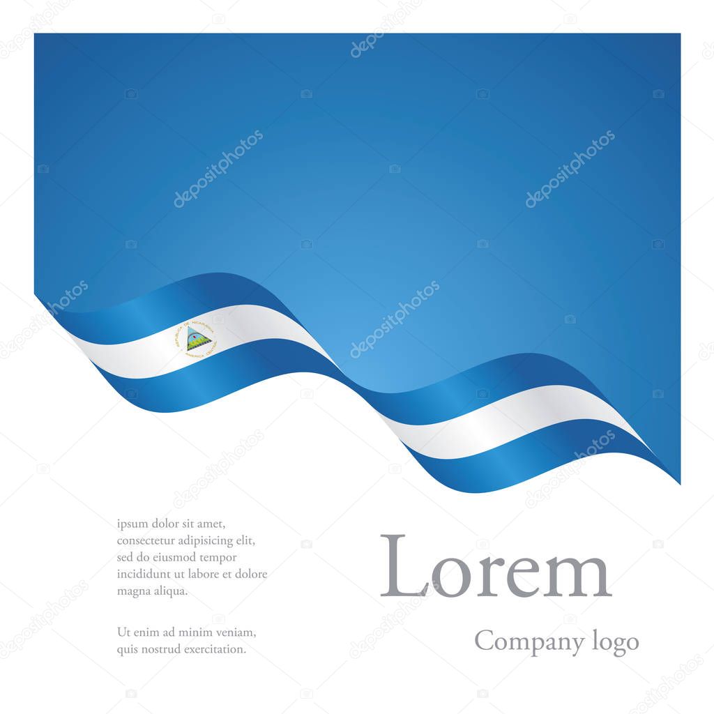 New brochure abstract design modular pattern of wavy flag ribbon of Nicaragua