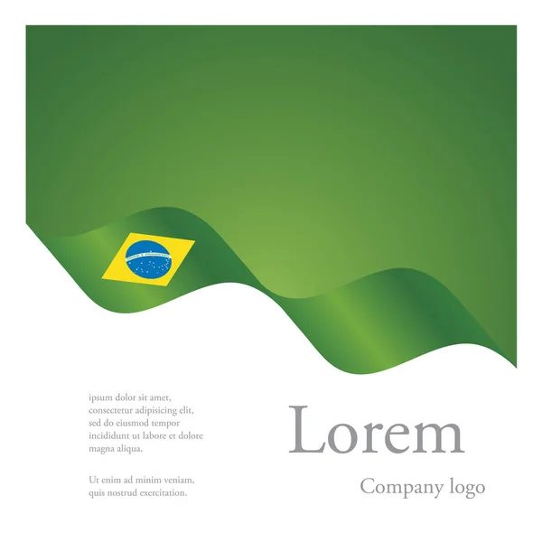 Nová brožura abstraktní návrh modulární strukturu vlajkou zvlněná stuha z Brazílie — Stockový vektor