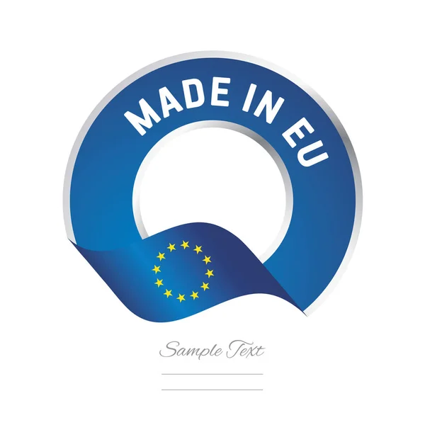 Fabriqué en bannière de bouton d'étiquette de couleur bleue drapeau de l'UE — Image vectorielle