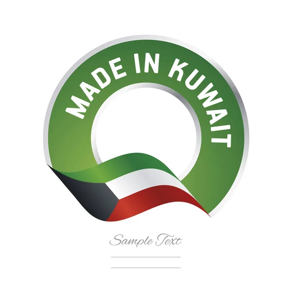 Made in Bandeira Kuwait bandeira cor verde rótulo banner botão —  Vetores de Stock