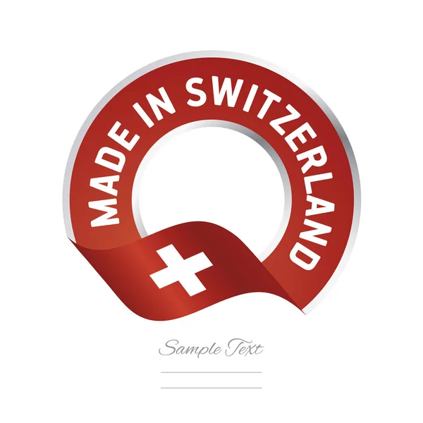 Made in Switzerland bandeira bandeira bandeira cor vermelha botão banner —  Vetores de Stock