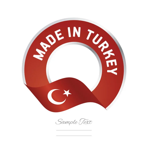 Hergestellt in der Türkei Flagge rote Farbe Etikett Knopf Banner — Stockvektor