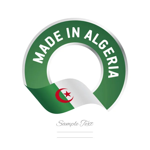 Made in Argélia bandeira cor verde rótulo logotipo ícone —  Vetores de Stock