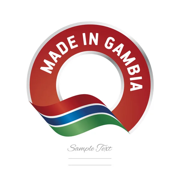 Fabriqué en Gambie drapeau couleur rouge étiquette logo icône — Image vectorielle