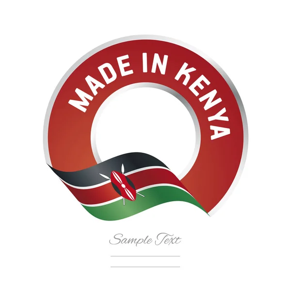 Made in Kenya flag red color label icon — стоковый вектор