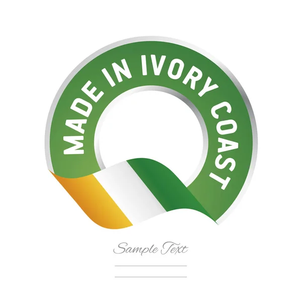 Fabriqué en Côte d'Ivoire drapeau couleur verte icône logo de l'étiquette — Image vectorielle