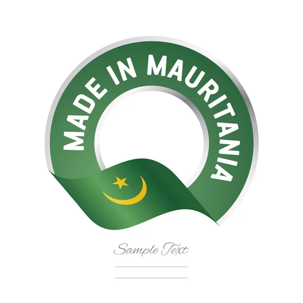 Made in Mauritânia bandeira cor verde rótulo logotipo ícone — Vetor de Stock