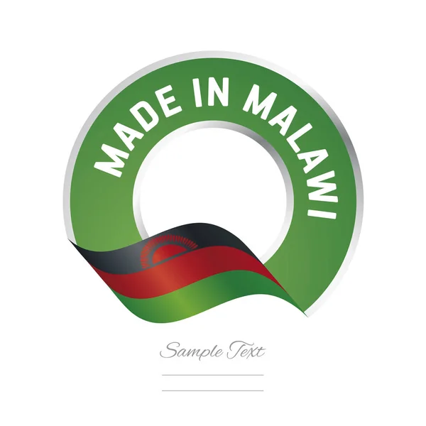 Feito em bandeira do Malawi cor verde rótulo logotipo ícone — Vetor de Stock