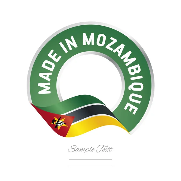 Gemaakt in Mozambique vlagpictogram groene kleur label logo — Stockvector