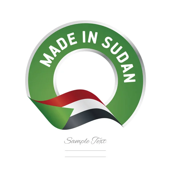 Made in Sudan flag green color label logo icon — Stock Vector