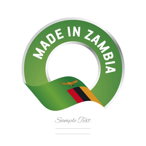 Gemaakt in Zambia vlagpictogram groene kleur label logo — Stockvector