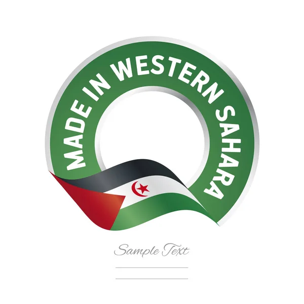 Hecho en Sahara Occidental bandera color verde etiqueta logotipo icono — Vector de stock