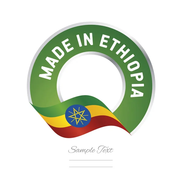 Gyártott-ban Etiópia jelző zöld színű címke gomb banner — Stock Vector