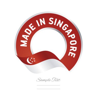 Singapur bayrak kırmızı renk etiket düğme afiş yapılan