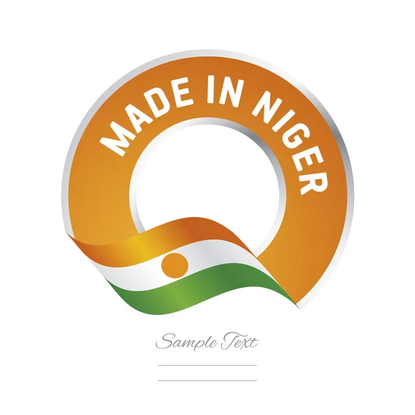 Зроблено в Нігер прапор помаранчевий колір label кнопку банер — стоковий вектор