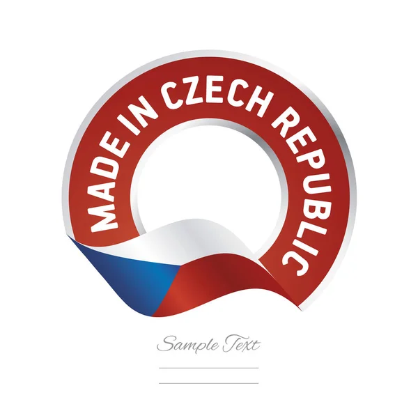 Hecho en República Checa bandera de color rojo etiqueta botón bandera — Vector de stock