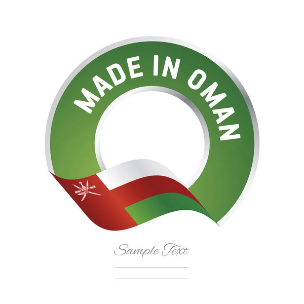 Gyártott-ban Omán jelző zöld színű címke gomb banner — Stock Vector
