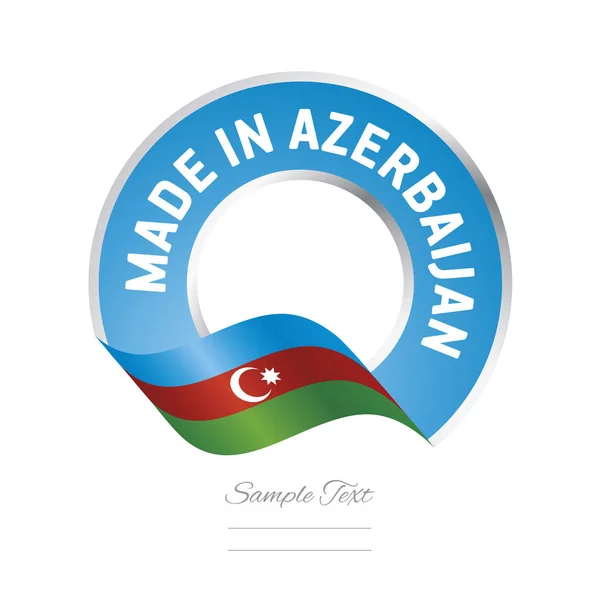 Hecho en la bandera de Azerbaiyán bandera de color azul etiqueta botón de bandera — Vector de stock
